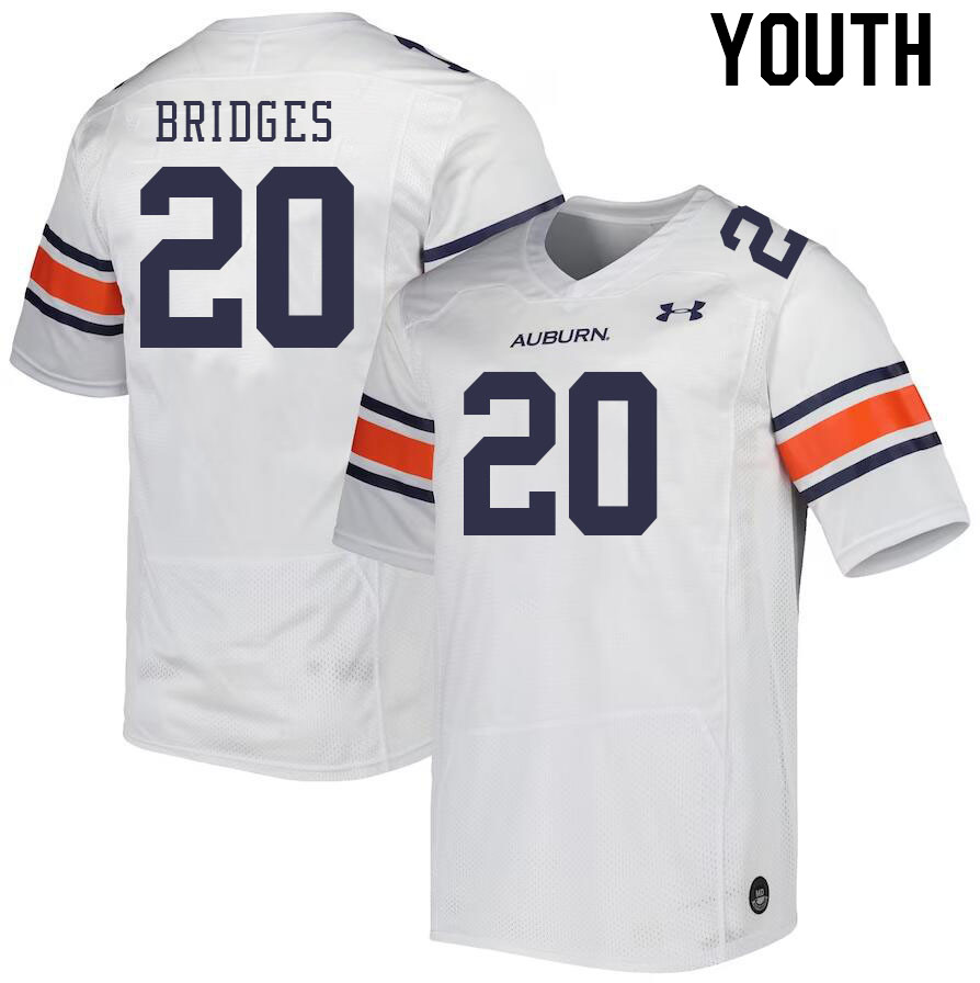 Youth Auburn Tigers #20 Cayden Bridges White 2023 College Stitched Football Jersey